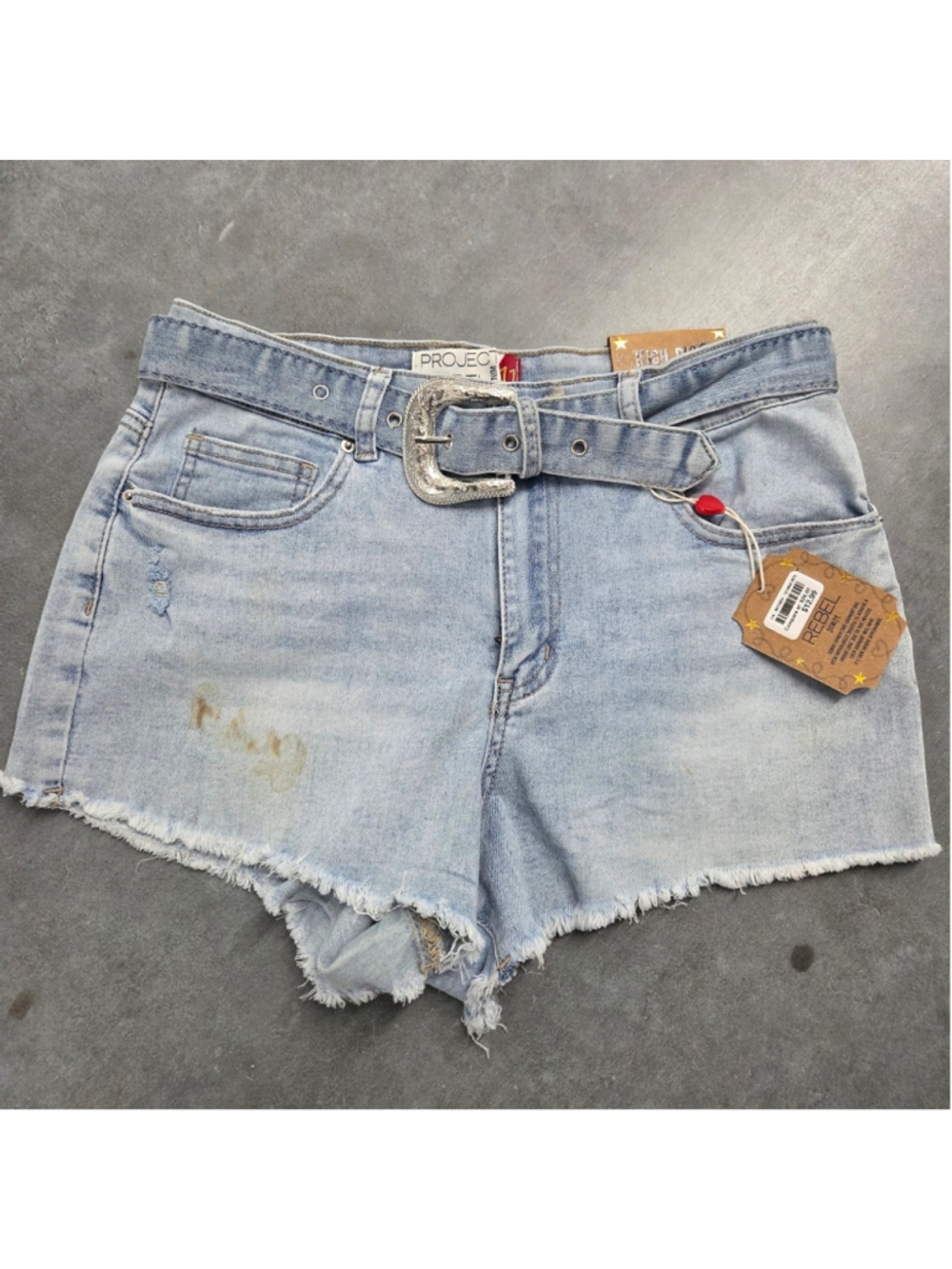 Rebels Sky Blue Frayed Hem Jean Shorts Size 11 Juniors